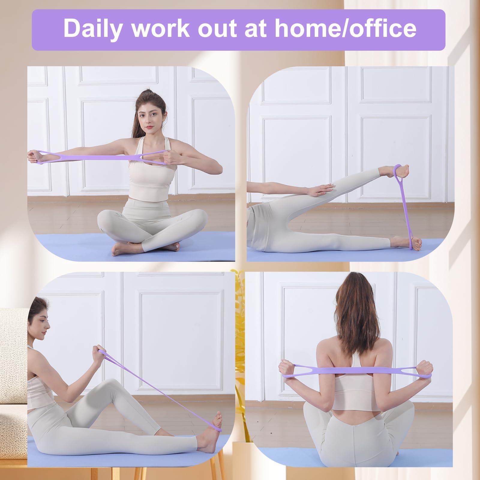 Figure 8 Fitness Resistance Band, Elastic Bands for Working Out,Arm,Back Training Elastic Ropes, Exercise Equipment for Yoga, Pilates,Physical Therapy,Stretching（3 Pack）