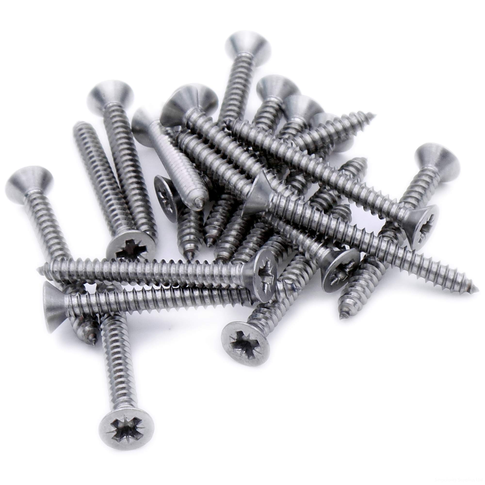 Singularity Supplies Silver No.6 X 0.625 (3.5Mm X 16Mm) Pozi Countersunk Self-Tapping Screw - Stainless Steel (A2) (Pack Of 20)