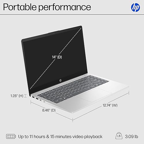 Miniatura 5 de Computadora portátil HP de 14 pulgadas, pantalla HD, Intel Core i3-N305, 8 GB RAM, 256 GB SSD, Intel UHD Graphics, Windows 11 Home en modo S, Plata