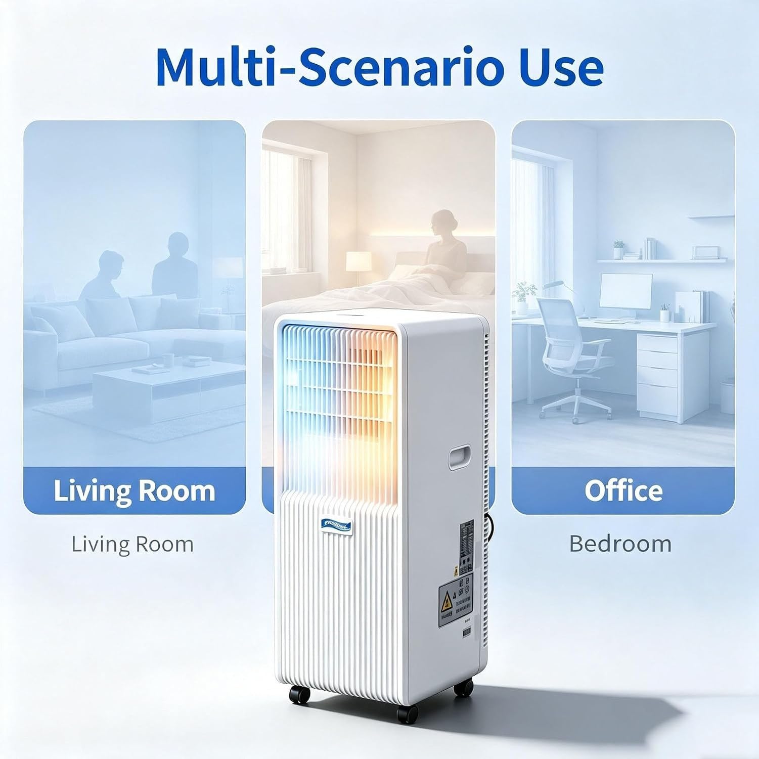 Aire Acondicionado Portátil 14000 BTU, 2 en 1 Frío y Calor, Enfriador de Aire con Ruedas, Climatizador Móvil Autónomo, Uso Hogar y Oficina, Blanco, A+Hot & Cold 14000 BTU, A+Hot & Cold 14000 BTU
