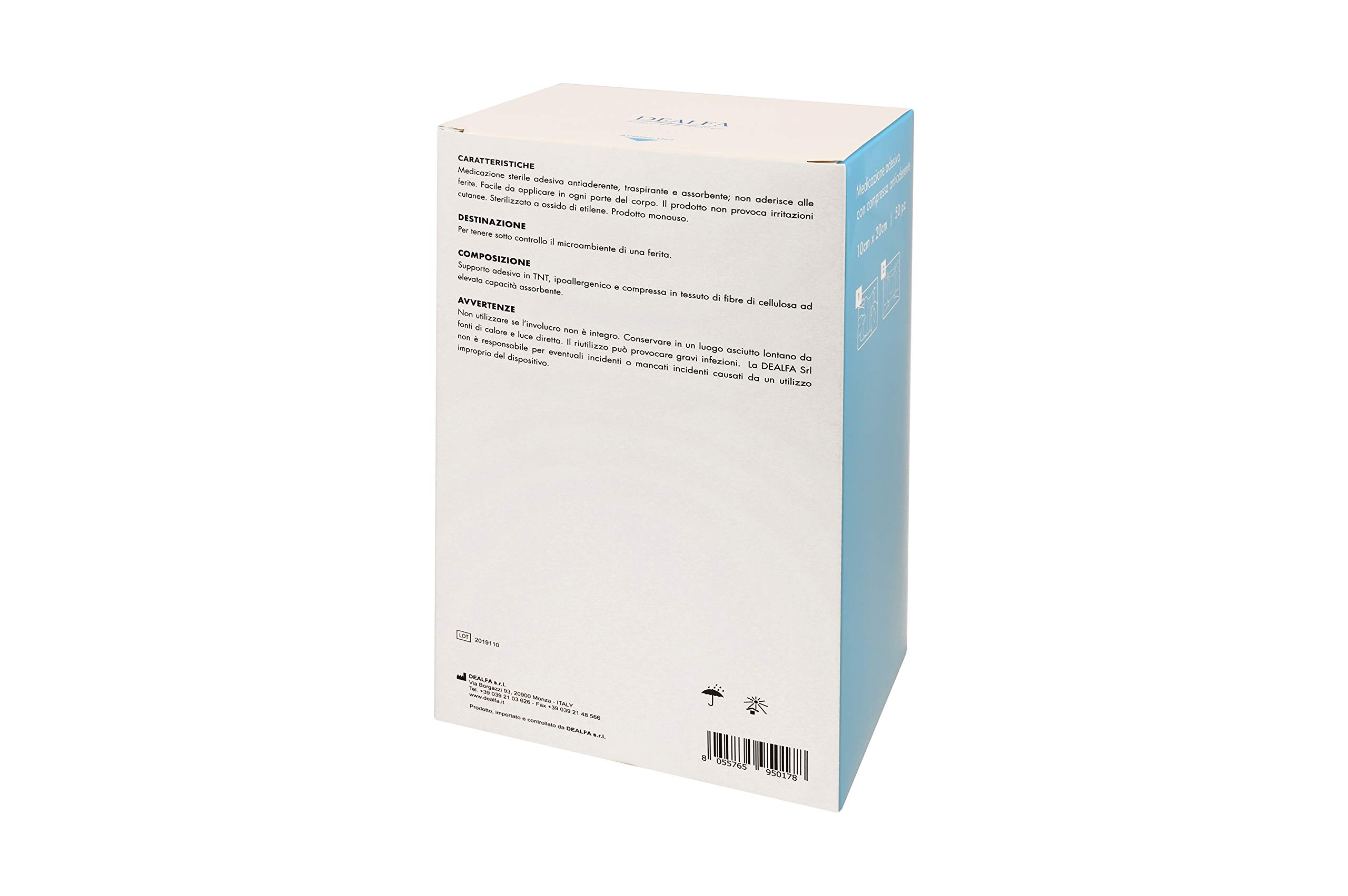 TOUCHMED Cerotto Adesivo Sterile in TNT con Compressa Antiaderente - 10x20 cm - Traspirante e Assorbente - Ottima Adesività - Monouso - Confezione da 50 Pezzi