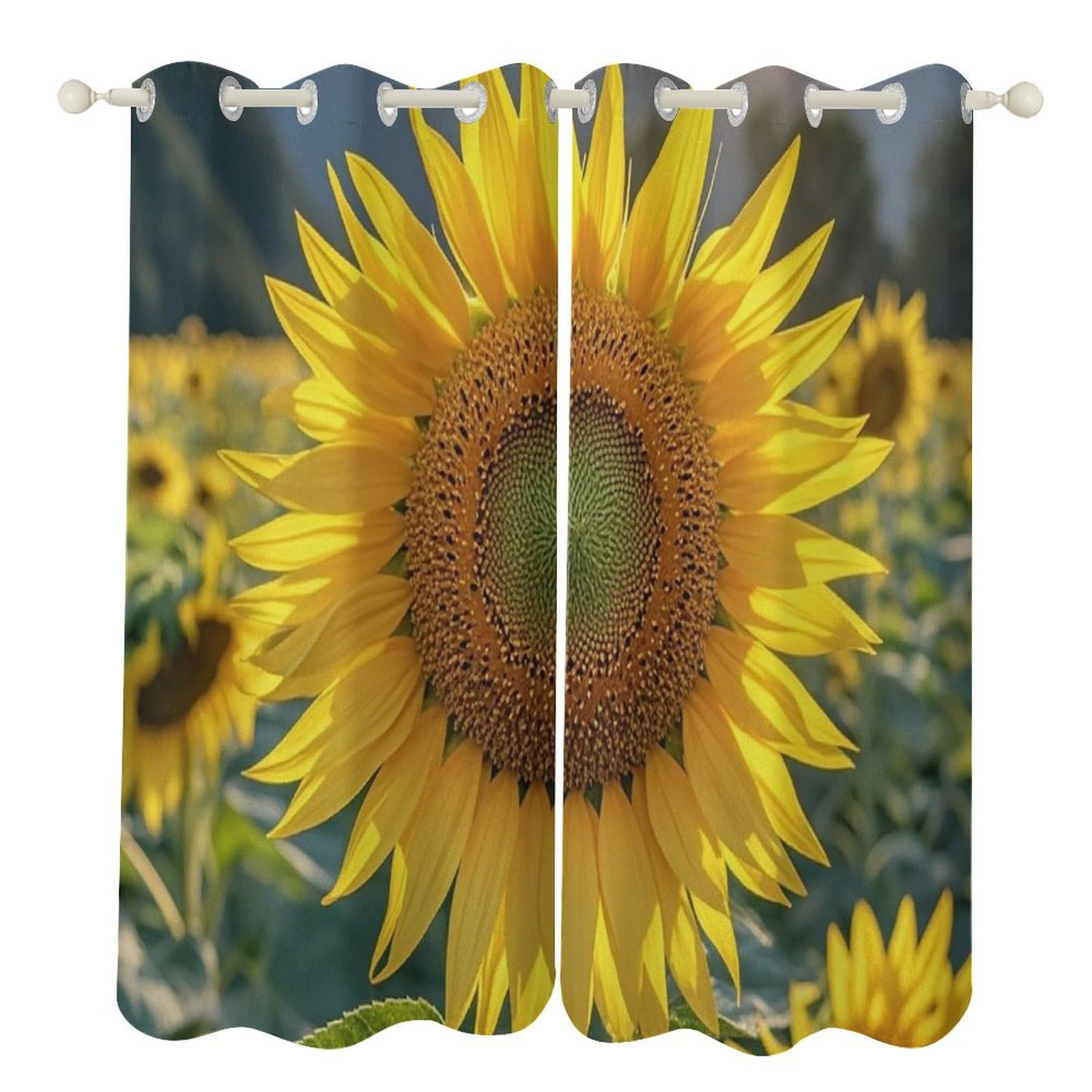 Rideaux occultants tournesol 132x182 cm isolants pour fenêtres salon