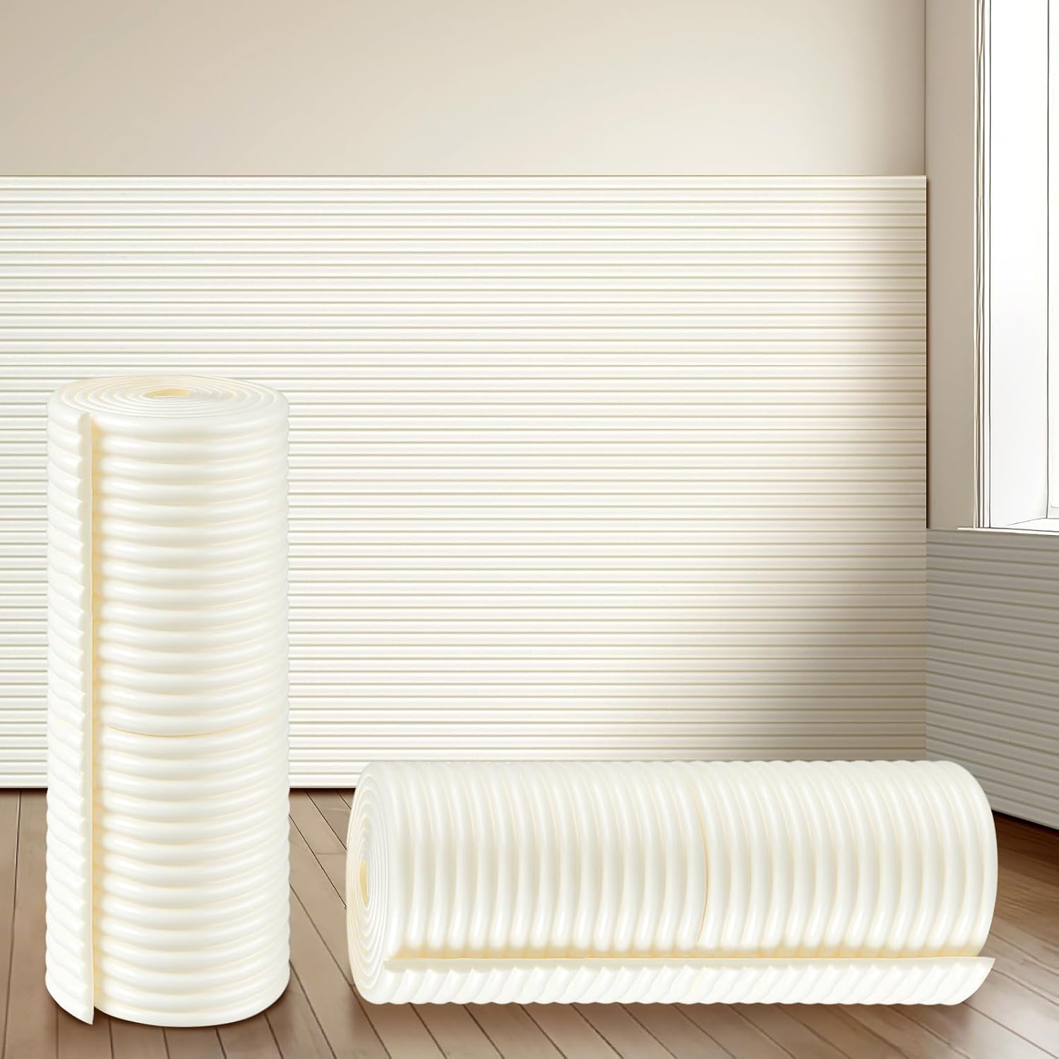 15.8 x 78.7 Inch Anti Collision Wall Padding for Kids Padded Wall Panels 3D DIY Headboard for Autism Playroom Nursery Bedroom Living Room Corner Guards (1 Roll, White)