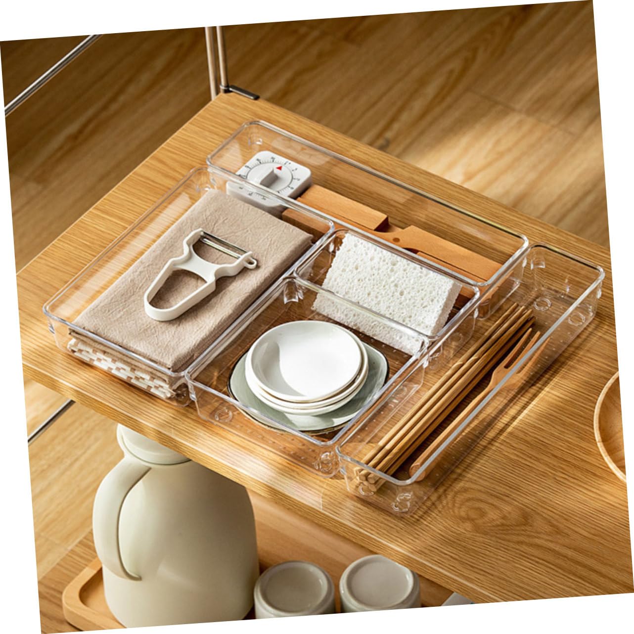 Alipis 6pièces Boîtes De Rangement Multifonctionnelles Transparentes Pour Ustensiles De Cuisine Et Objets Divers Organisateur Pratique Pour Maison