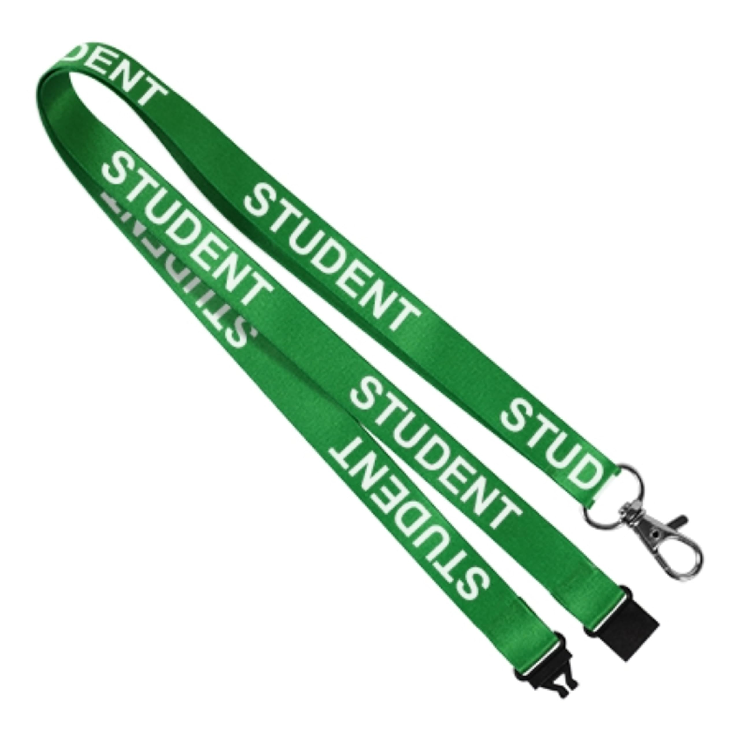 We Print Lanyards 25 Green Student ID Lanyards with Safety Breakaway, Printed STUDENT School Name Badge Lanyards for Schools, Colleges & Education Settings — image 1