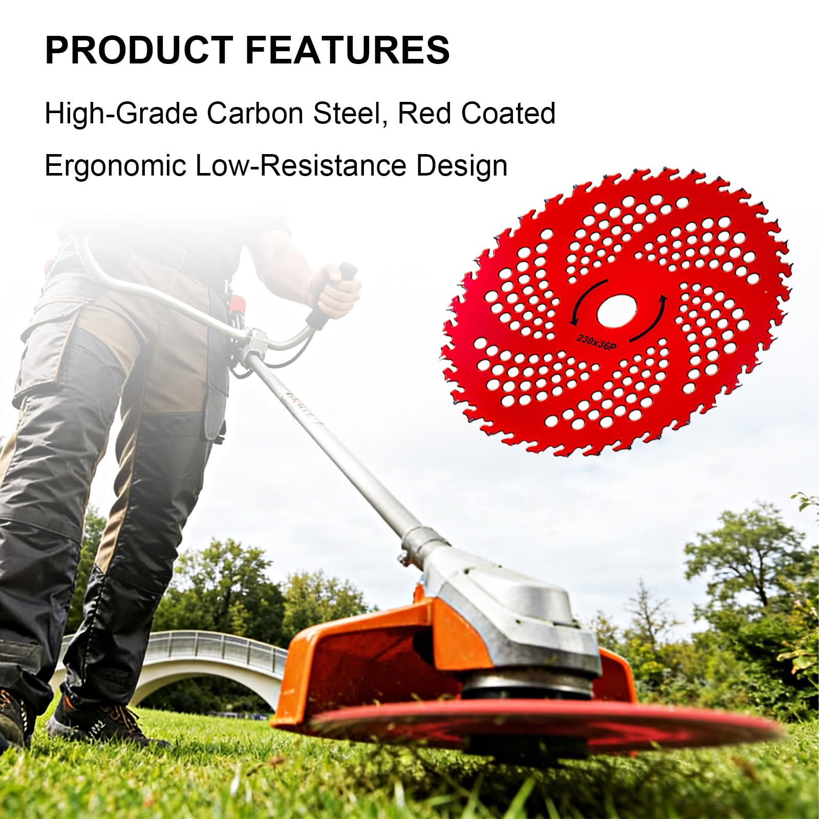 Lama per decespugliatore da 22,9 cm, con punta in carburo a 36 denti, per Stihl, Husqvarna, Sears, Echo, Poluan, Redmax, Shindaiwa, mangia-erbacce e decespugliatore, rosso, 1 confezione