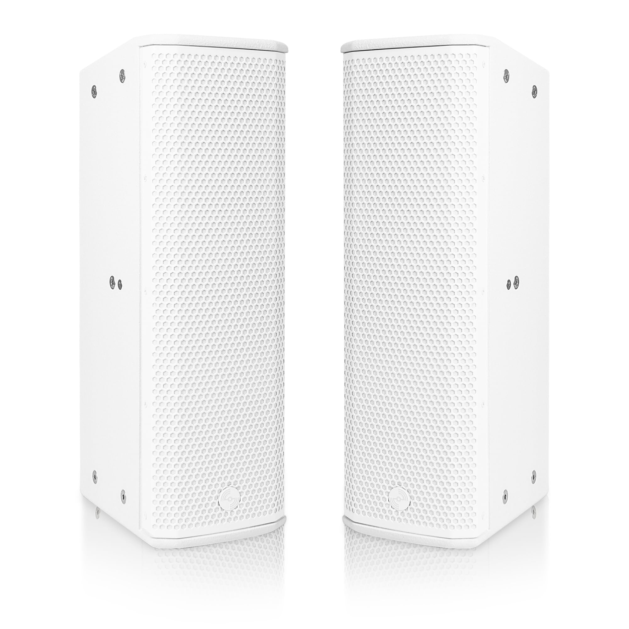 Sound Town Pair of High-Power 500W Passive Column Line Array Speakers with 2x5 Woofers, Dual Compression Drivers, Birch Plywood, Wall Mount, Installation, Live Event, Conference, White (CARPO-P3W)
