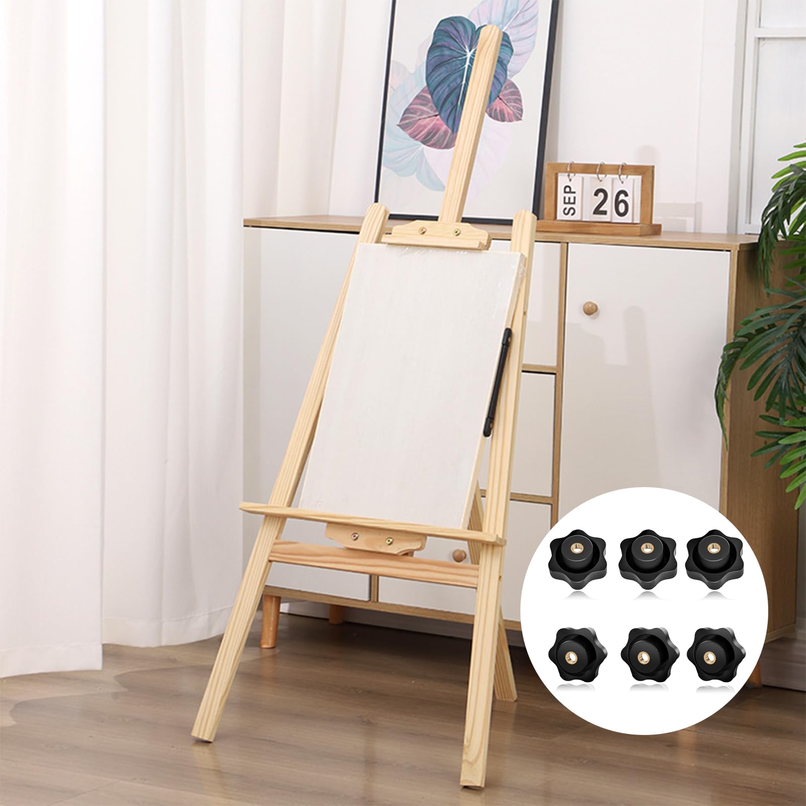 6 dadi con impugnatura a stella M6, diametro esterno 32 mm, dadi ad aletta, bottoni con dadi zigrinati, filettatura interna in ottone, per macchine e attrezzature, mobili, macchine utensili