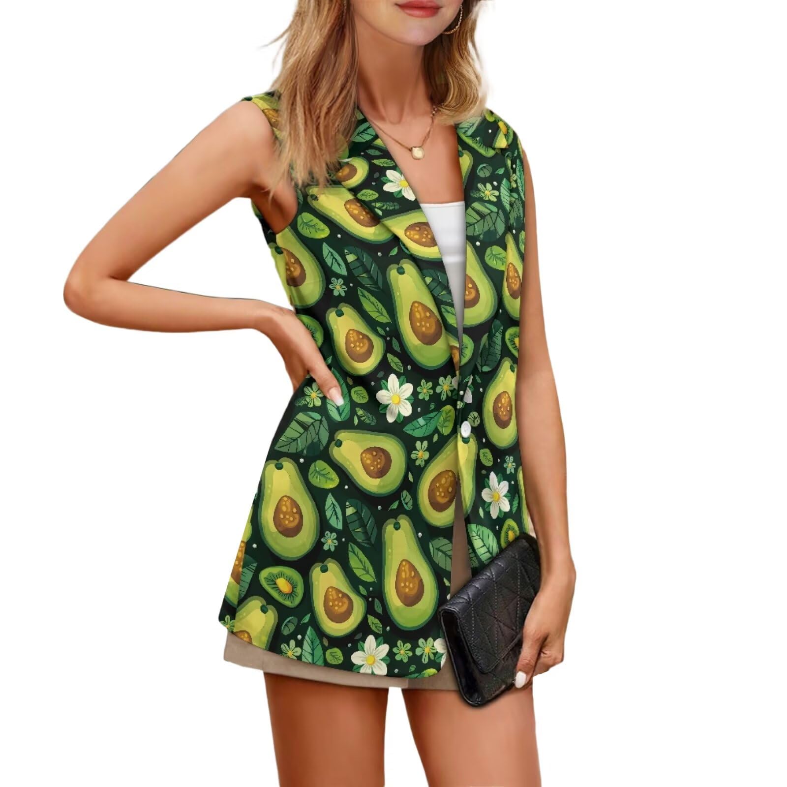 TOADDITDO Camo Vests Top for Women Work Bossiness Suit Vest Fashion Causal Formal Waistcoat Sleeveless Jacket Dressy Tuxedo