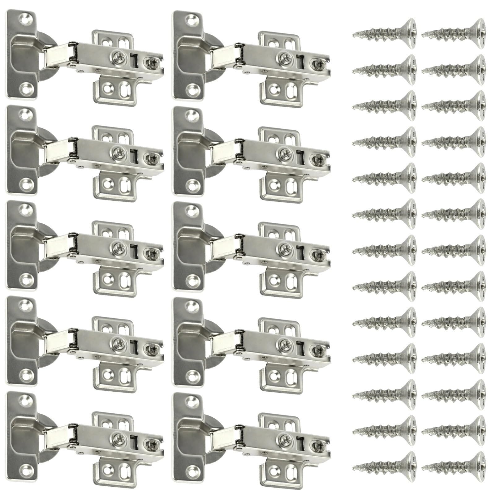 Ymuguegh One Color 10/20Pcs Hinges Stainless Steel Hydraulic Cabinet Door Hinge Damper Buffer Soft Quiet Closing For All Kitchen Cupboard Furniture(20Pcs)