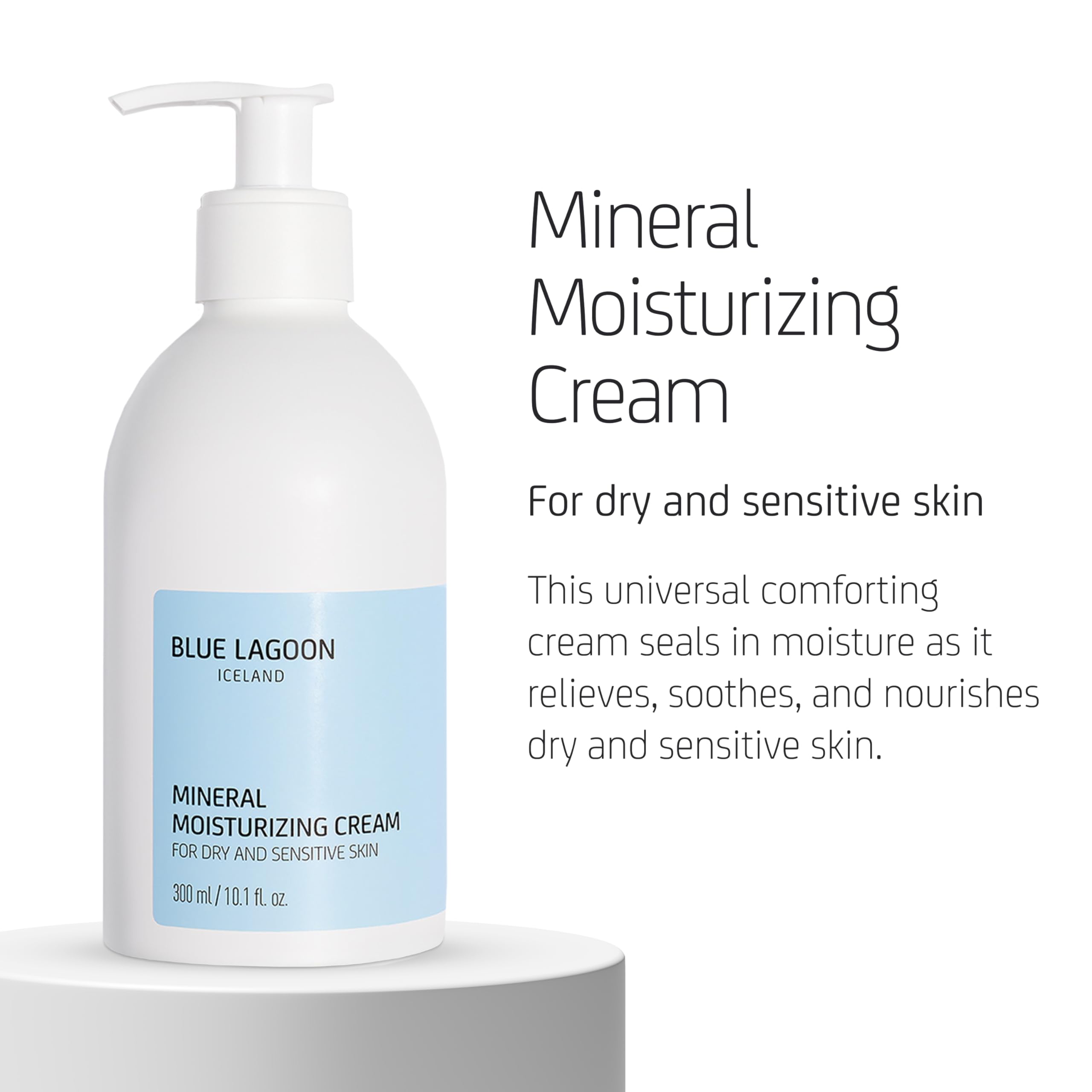 Blue Lagoon Cuidado de la piel - Crema hidratante mineral - Contiene agua de mar Blue Lagoon - Hidrata la piel seca - Textura ligera y cremosa - Sin fragancias - 300 ml