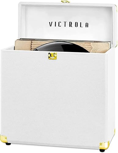 Vista 9 de Victrola Collector – Estuche de almacenamiento para discos de vinilo – Capacidad para más de 30 discos de vinilo para tocadiscos, hardware Negro