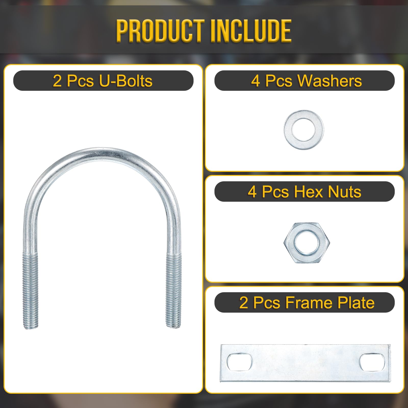 DTGN M10x77x115mm U Bolts Round Kit, 2Set, Carbon Steel U-Bolt Kit with Nuts, Washers, Frame Plate, Good for Pipe Trailer - Image 3