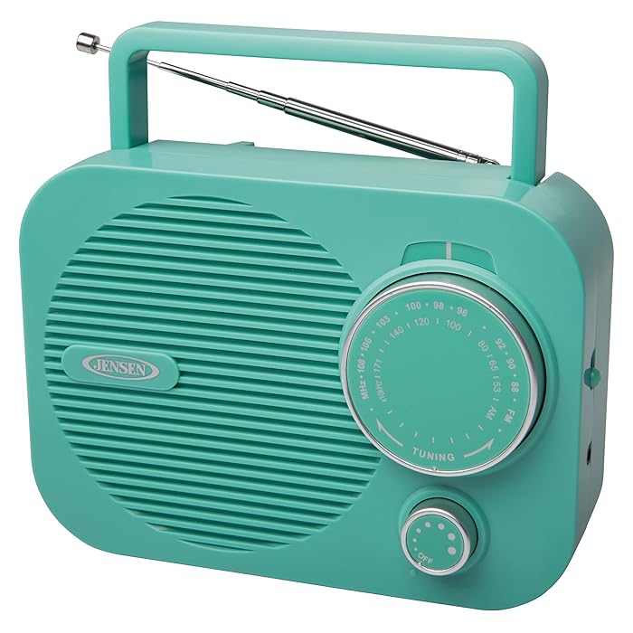 Buy Jensen MR550 Teal Modern Portable AM/FM Radio, Vintage Retro
