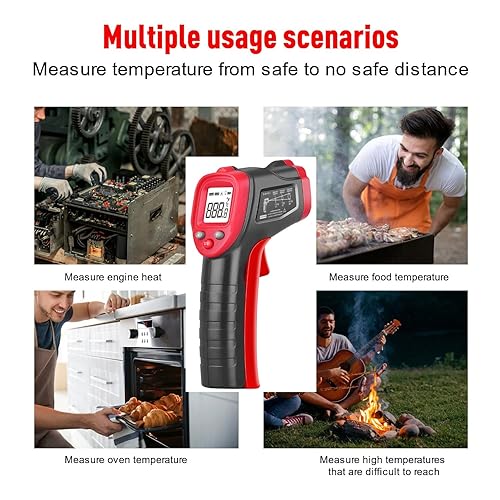 Miniatura 7 de Pistola de termómetro infrarrojo, termómetro láser sin contacto, pistola de temperatura de -58   1112 , termómetro de temperatura de emisividad