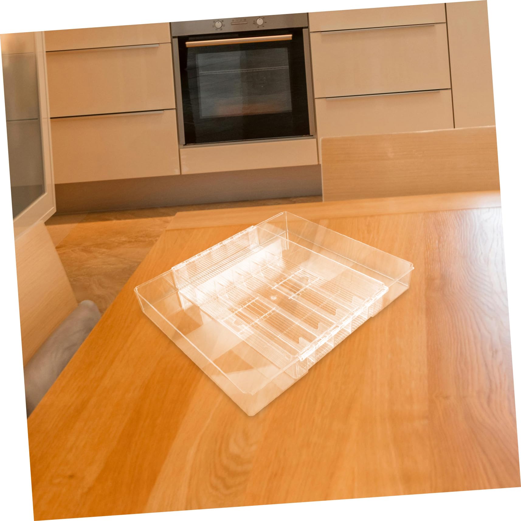 Acryl Erweiterbarer Besteckkasten mit Fächern für Küchenschubladen