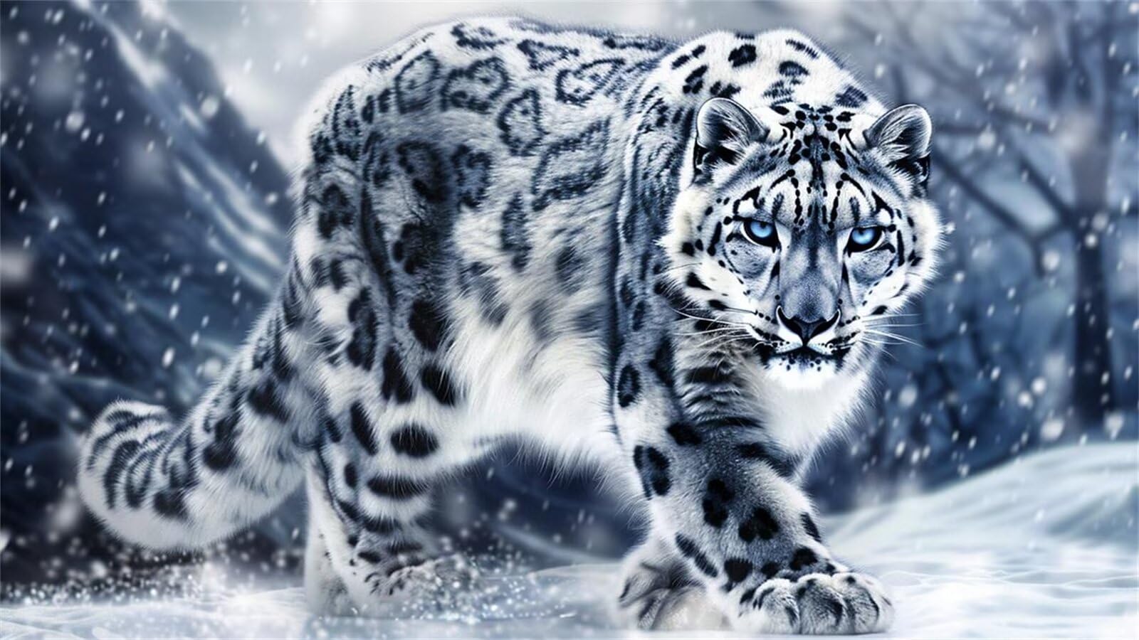 Leopard Diamond Painting Kits for Adults, 5D Snow Leopard Diamond Art Kits, DIY Full Drill Round Diamond Dots Crystal Gem Art Paintings Craft, Room Decor Wall Art, Gifts for Women 70x125cm - Z-211