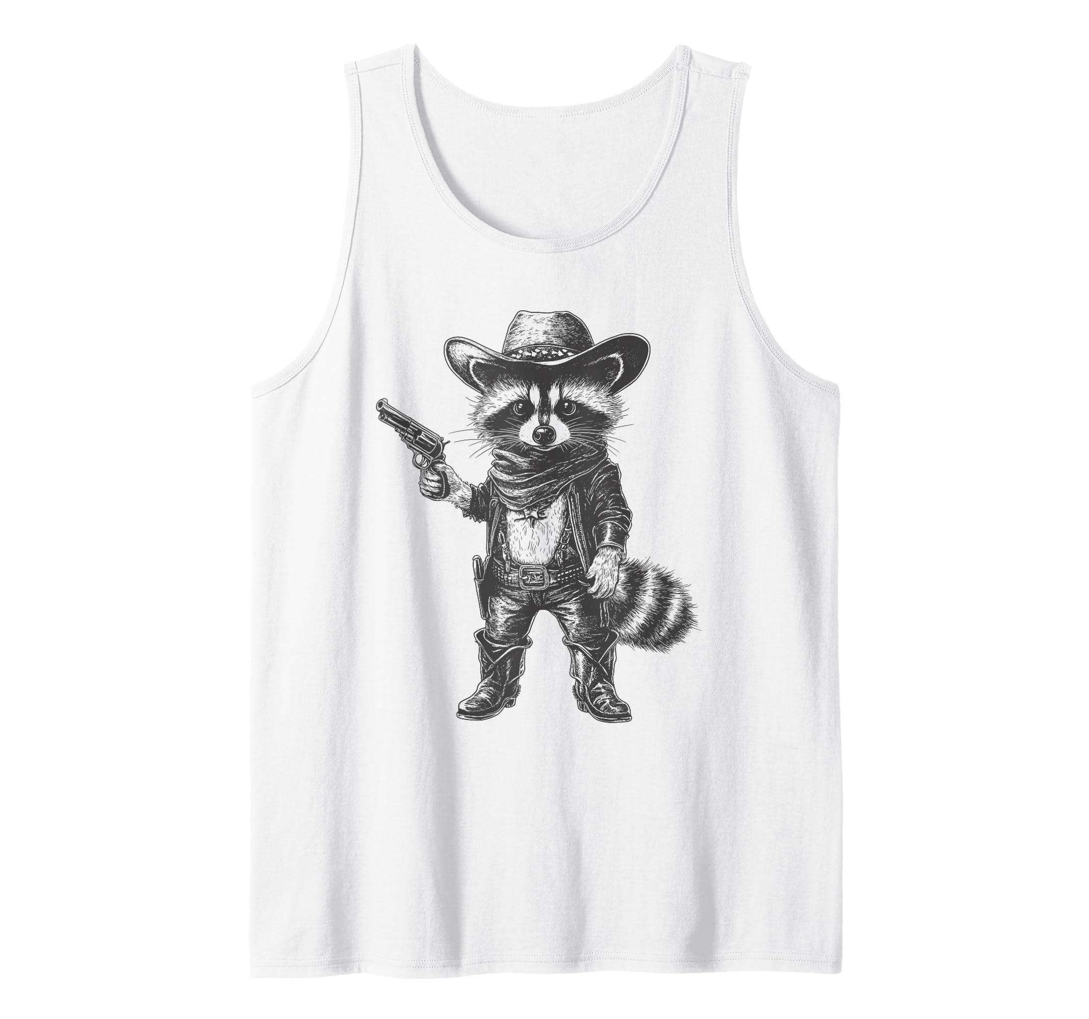 Raccoon Cowboy Hat Funny Western Cute Raccoon Lover Vintage Tank Top