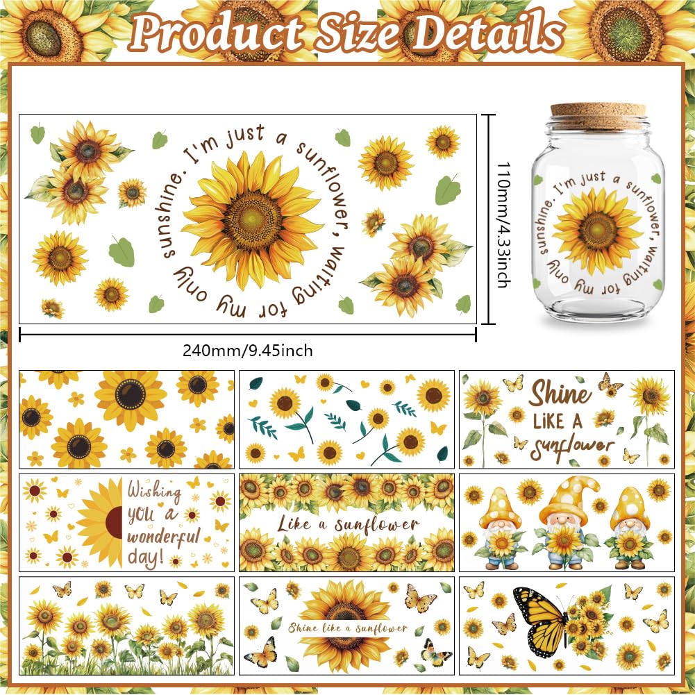 Peacoblue UV DTF Transfer Cup Wraps Stickers Christian Sunflowers and Butterflies - Image 2