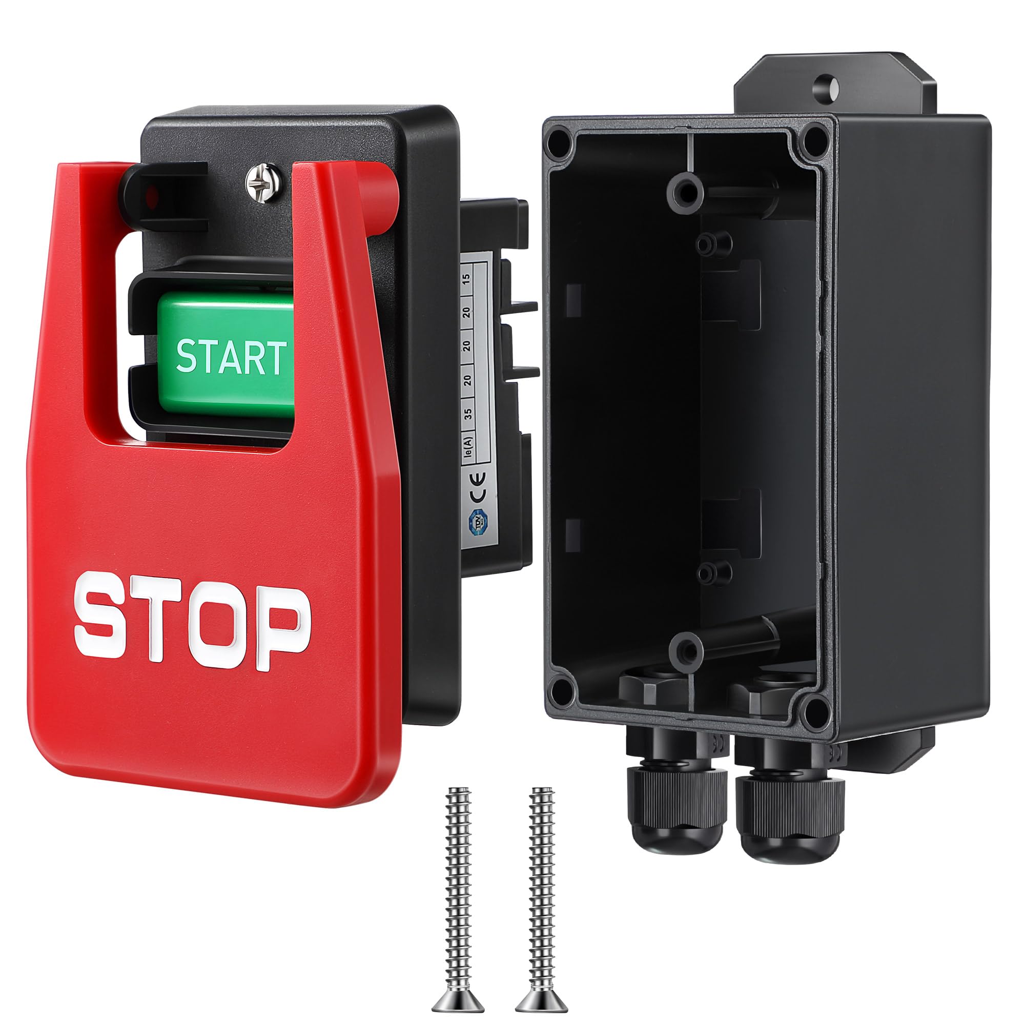 Dreyoo Interruttore on/off monofase da 120/230 V, interruttore on/off efficiente da 120 V 2 HP, interruttori di alimentazione di sicurezza con grande segnale di arresto a pagaia facile contatto per