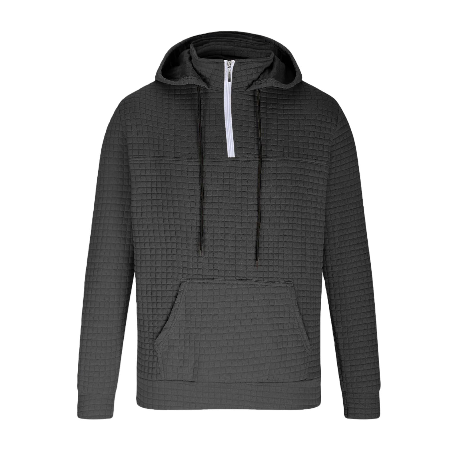 Sudaderas Hombres con Capucha Sudadera Y Cremallera para Hombre, A Cuadros, De Manga Larga, Cómoda, Uso Diario, Informal, Viajes Tops Rojos (Dark Gray, M) Camisetas Sin Ropa Hombre