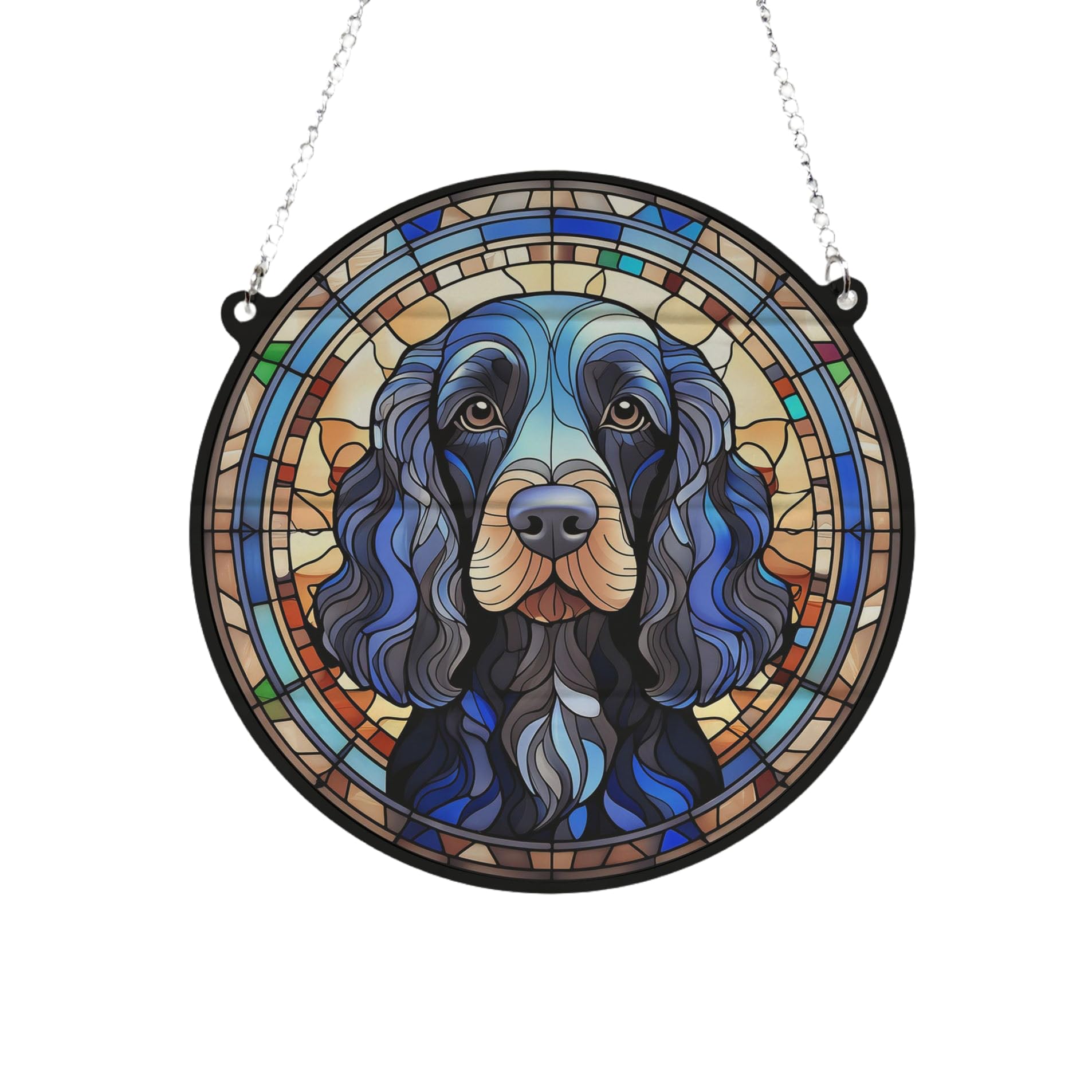 Cocker Spaniel (Working) Black Stained Glass Effect Suncatcher Gift for Dog Lovers - 19cm