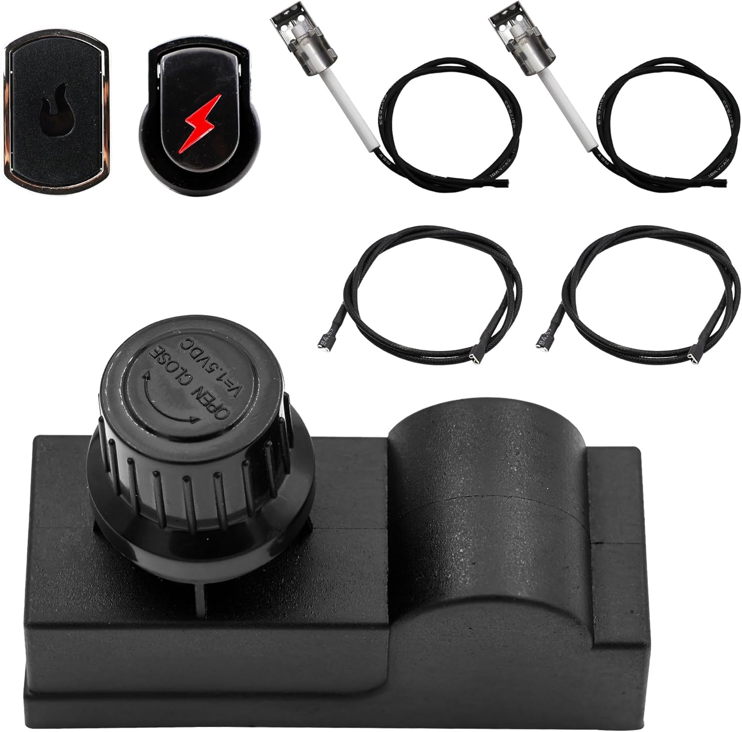 G350-0017-W1 Grill Igniters Compatible with Charbroil Ignitor Replacement Kit,2-Outlets Electronic Ignition Module w/Wires and 2 Push Buttons,Grill Ignitor for Charbroil Surefire Ignition Systems