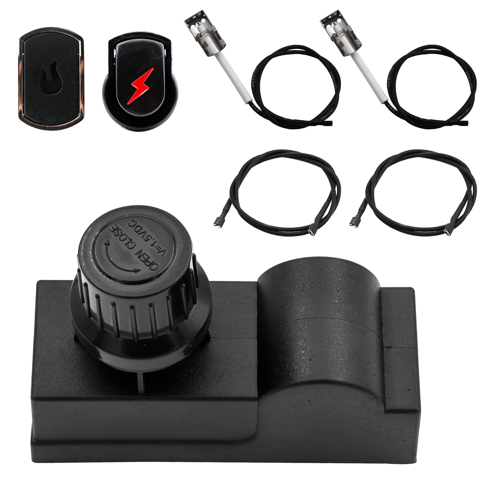 G350-0017-W1 - Encendedores de parrilla compatibles con kit de repuesto de encendedor Charbroil, módulo de encendido electrónico de 2 salidas con cables y 2 botones, encendedor de parrilla para