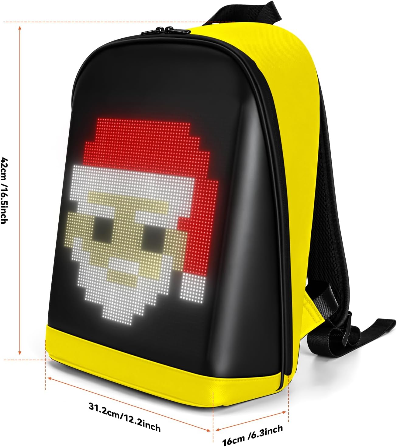 Laptop Backpack with LED Display, DIY Fashion Backpack, Waterproof Shoulder Travel Backpack, Gift for Men Women Fits 15.6 Inch Laptop, 10.4L (Yellow)