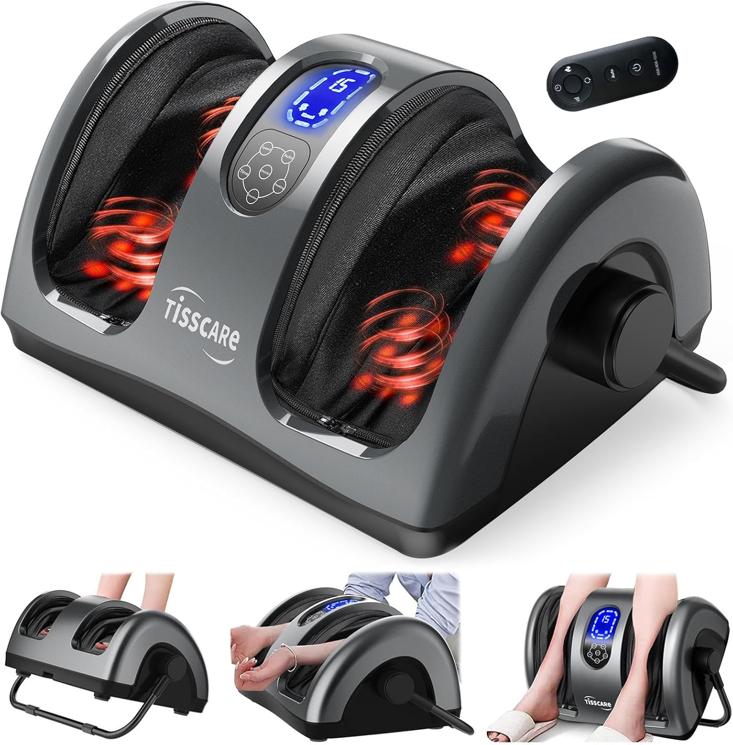 Foot Massager with Heat, Shiatsu Foot Massager for Plantar Fasciitis, Neuropathy, Circulation and Pain Relief, Remote Control, Deep Kneading, Gifts for Women Men Mom D