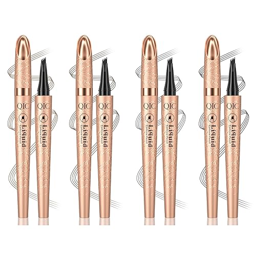 VolksRose - 4 bolígrafos para cejas, lápiz de cejas con un aplicador de punta de microhorquilla mejorado, bolígrafo de microblading impermeable de
