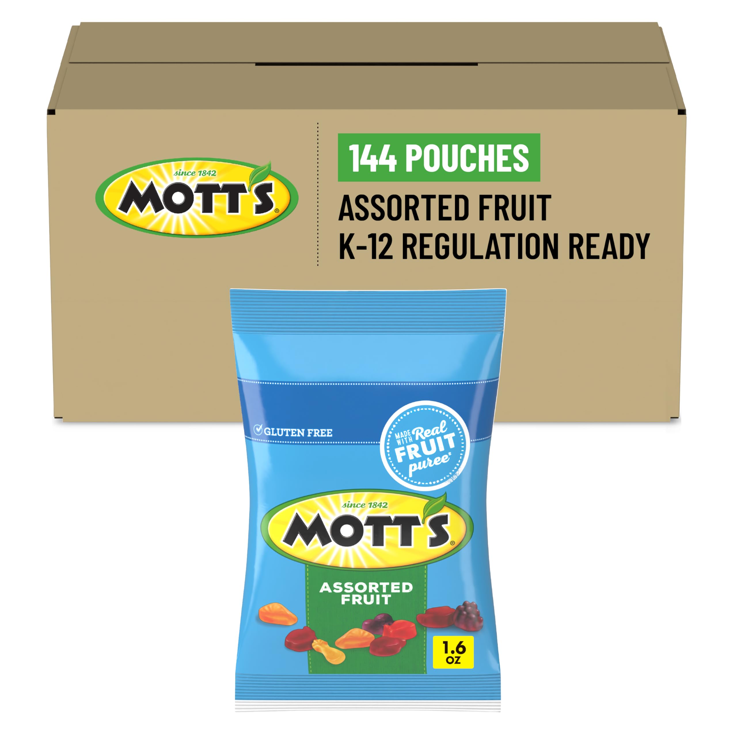 Mott's Assorted Fruit Flavored Snacks, Single Serve Pouches, 144 Ct