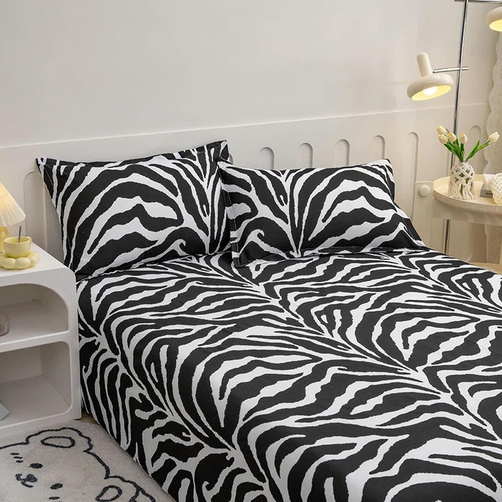 L'Emporio Casa Set Completo Lenzuola Leopardato - Zebrato Matrimoniale Lenzuolo Morbidissimo 100% Cotone Italiano (Animalier)