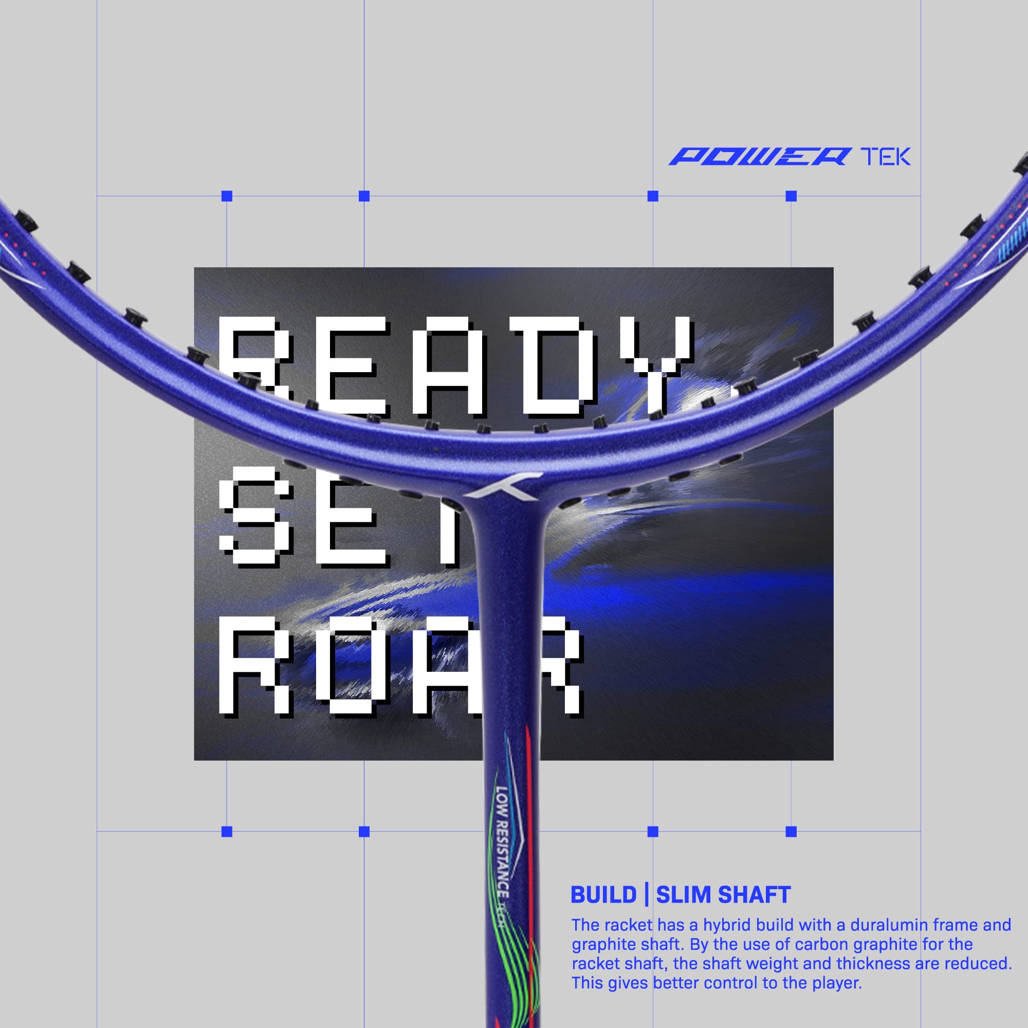 HUNDRED POWERTEK 1000 PRO Badminton Racquet (Navy/Pink, Grip Size: G6) | Material: Graphite | Full Cover | for Intermediate Players | Strung