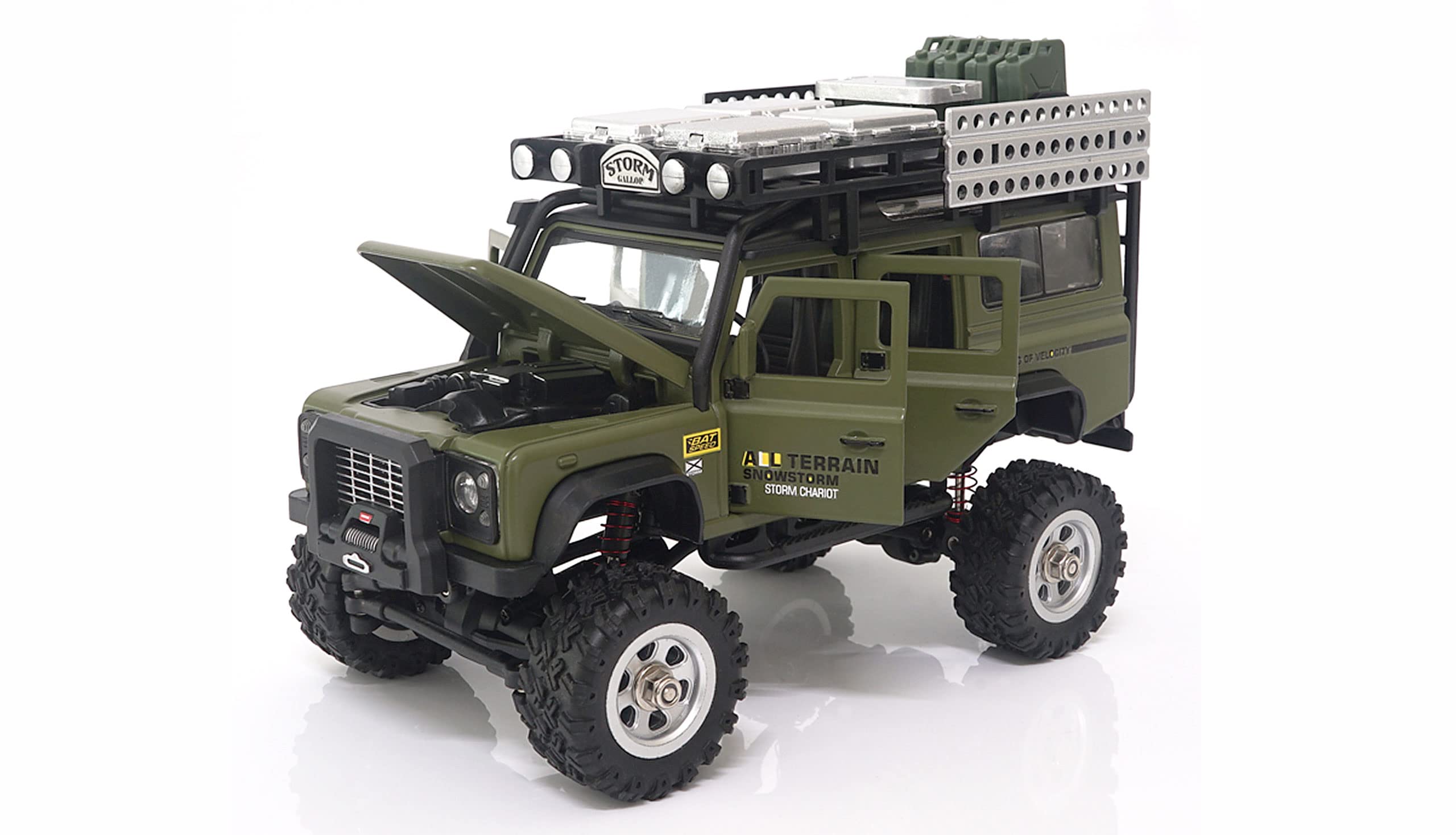 Amewi D90X28 metalowa skala szczotkowana 1:28 RC model samochodu elektryczny Crawler napęd na wszystkie koła (4WD) RTR 2,4 GHz, zielony