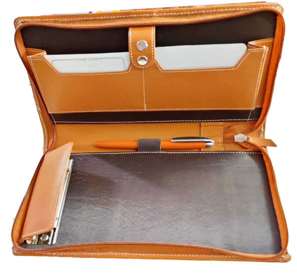 PAREEK Leather Men Expanding Files & Wallets(Orange) 2