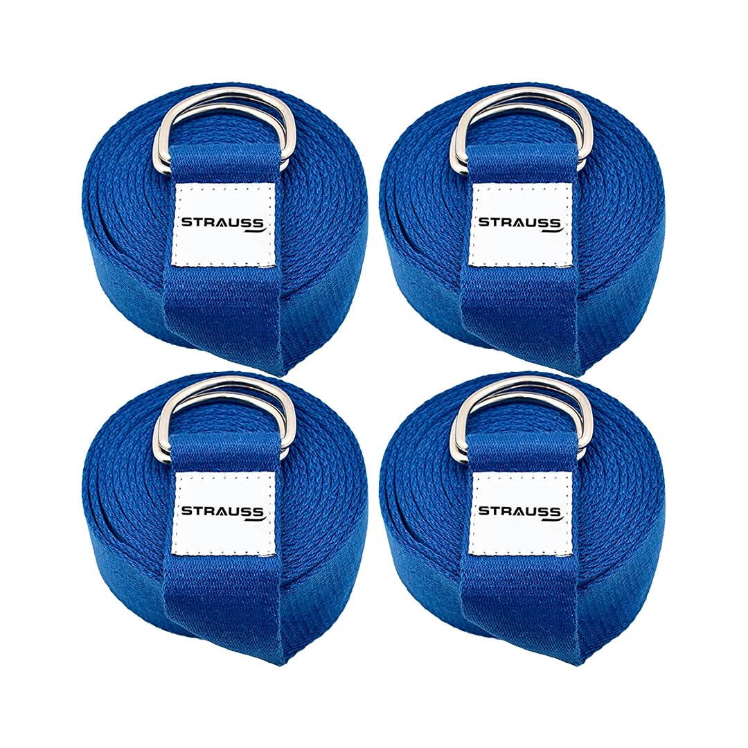 Strauss Yoga Strap & Stretching Belt | Ideal for Yoga, Pilates, Therapy, Dance, Gymnastics & Flexibility | 60% Thicker Belt with Extra Safe Adjustable Metal D-Ring Buckle | 8 feet (Blue) | Pack of 4 (B0CKF8FN8H) Amazon Price History, Amazon Price Tracker