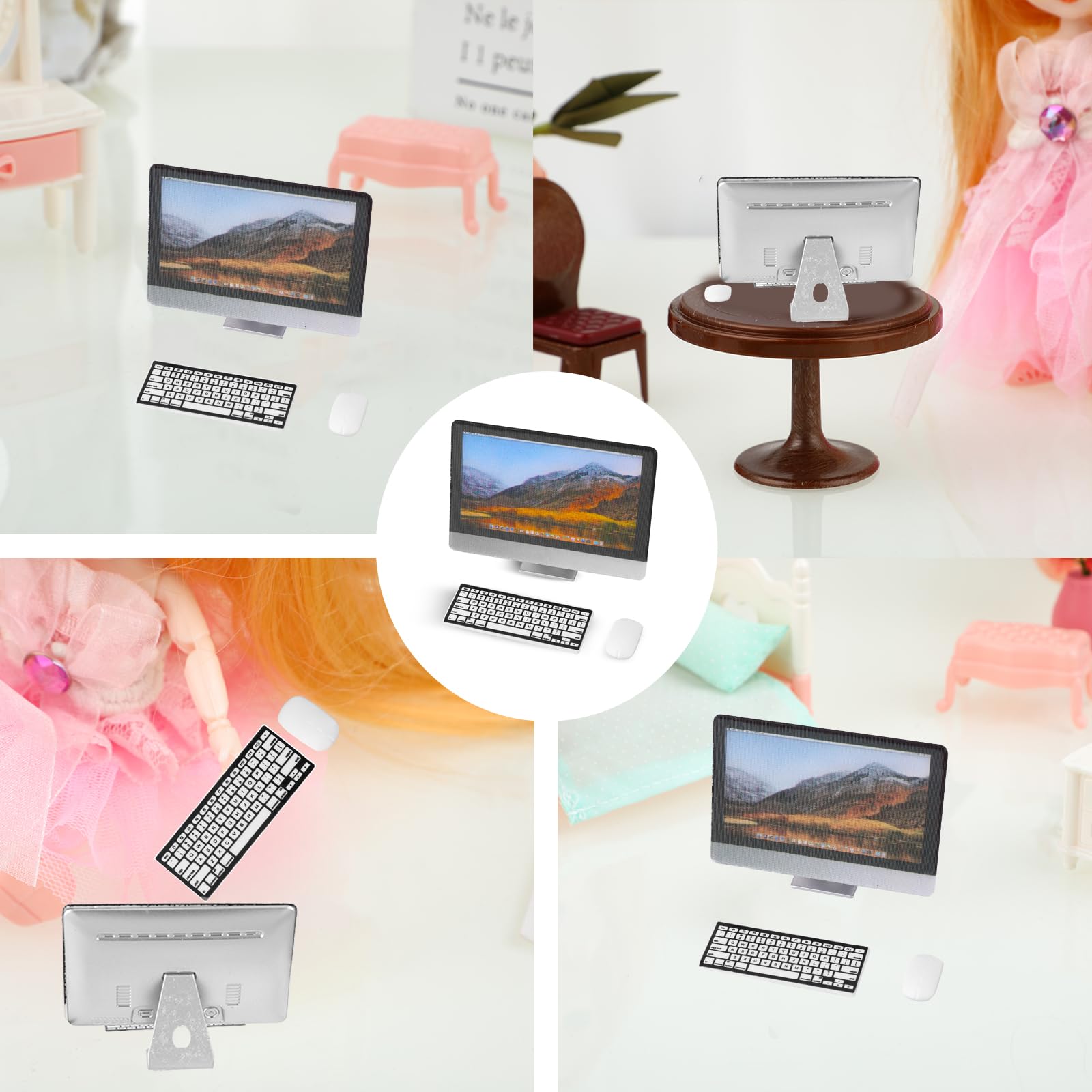 Souris et clavier pour maison de poupée 1:12, 3 pièces/ensemble, Miniature, ordinateur de bureau, modèle TV, accessoires de décoration de scène de la vie 26 Souris et clavier pour maison de poupée 1:12, 3 pièces/ensemble, Miniature, ordinateur de bureau, modèle TV, accessoires de décoration de scène de la vie 26