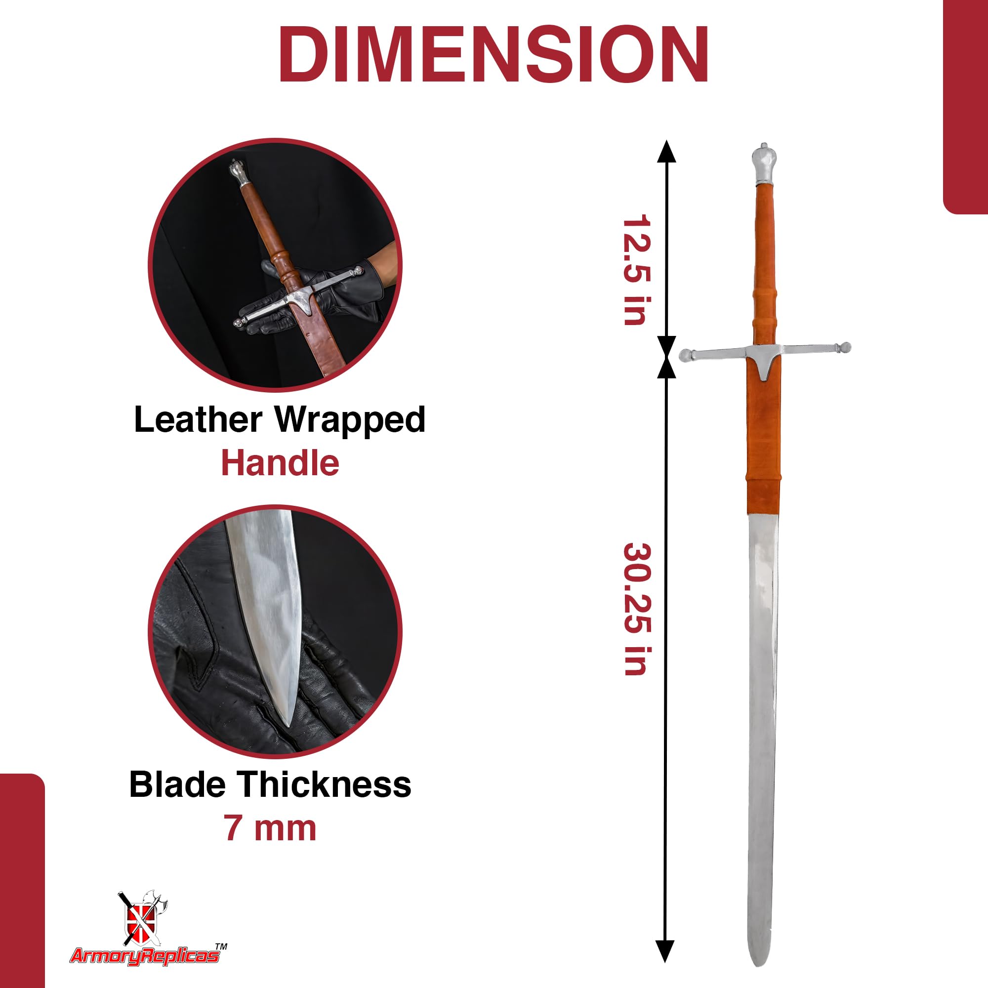 Armory Replicas Authentic William Wallace Claymore Sword Replica - 51.25