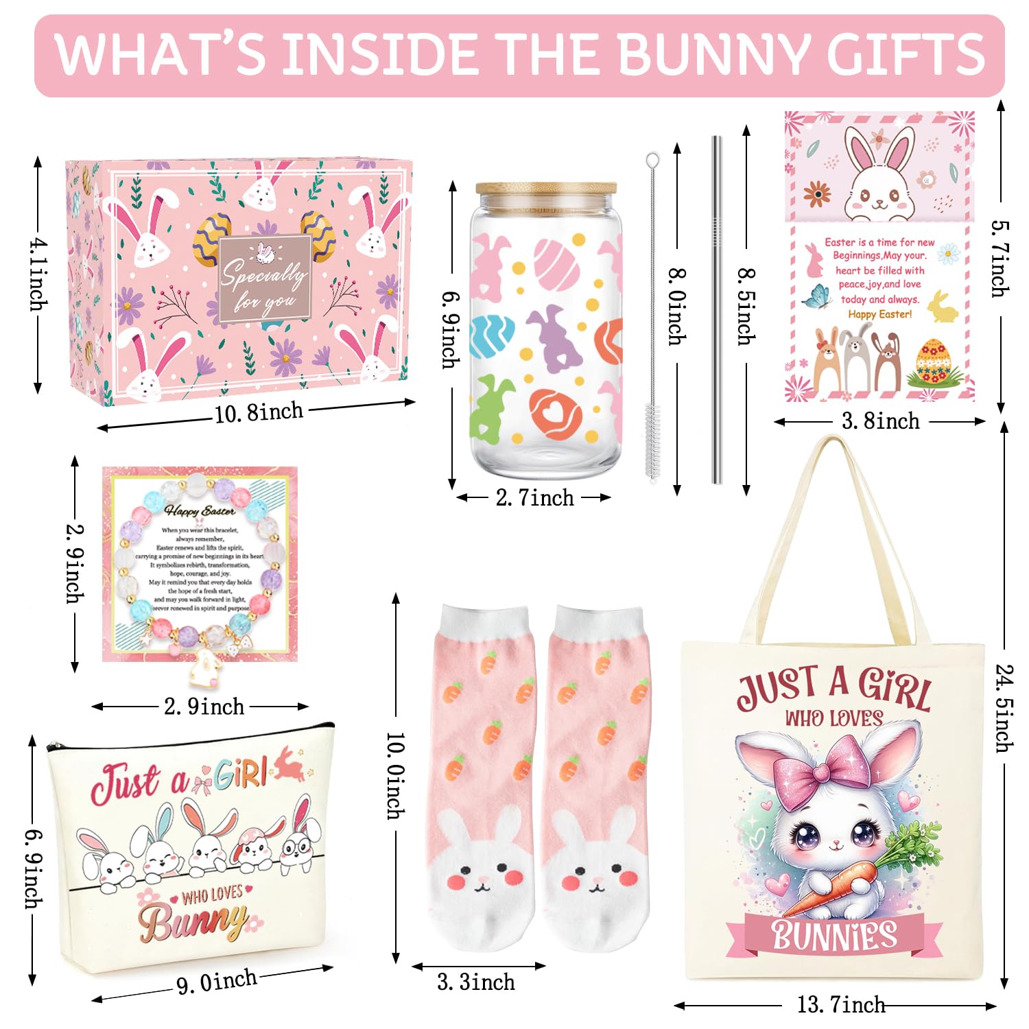 Easter Basket for Teen Girls,Adult Easter Basket Stuffers Essentials for Women with Bunny Mug Tote Bag Socks Gifts for Women Teen Girls.
