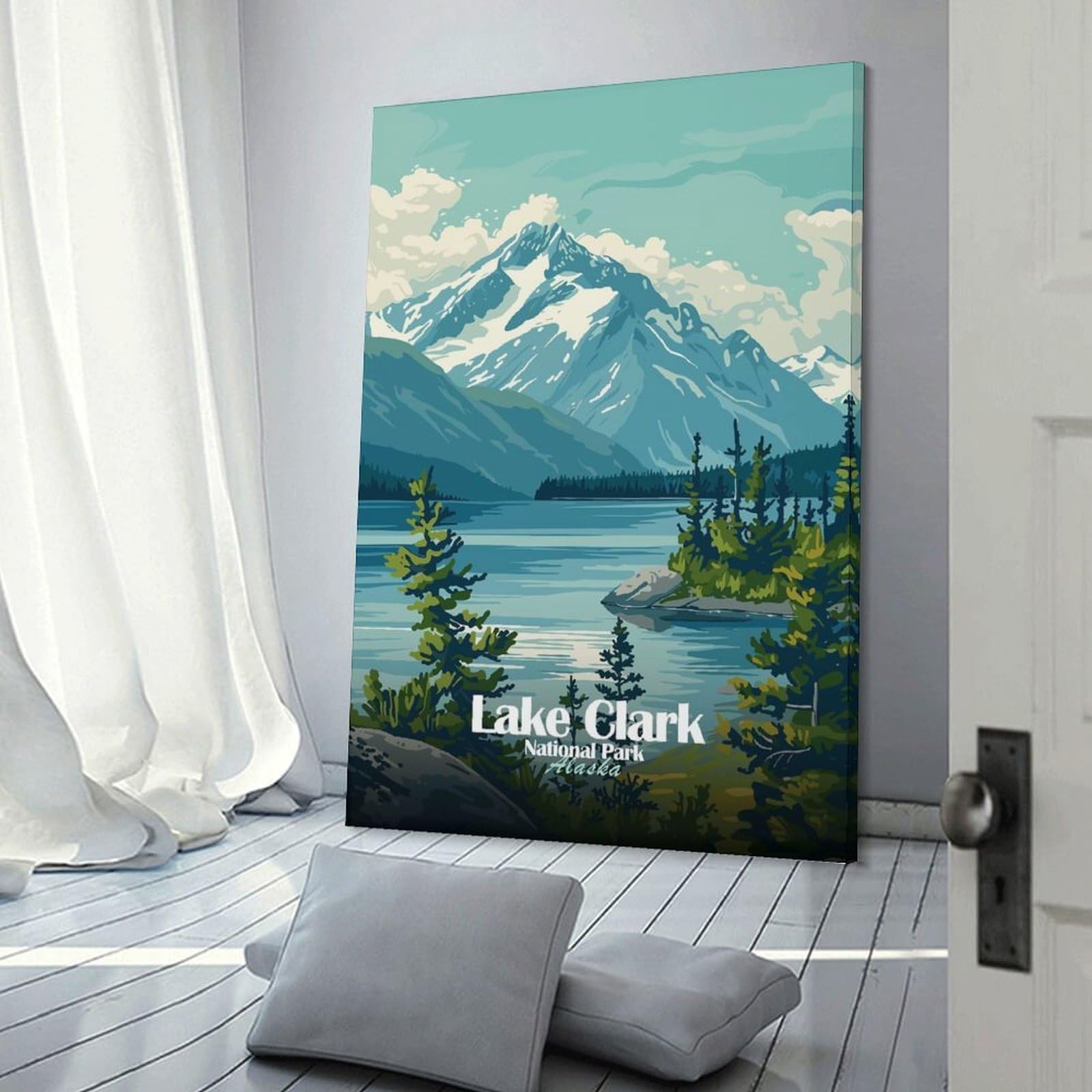 Junmoney Lake Clark National Park, Alaska Room Decor Wall Art, 20x30inch(50x75cm), for Bedroom Walls, Guest Spaces Or Lounges, Stylish Decor for A Restful Room Update