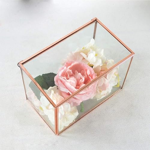 Miniatura 3 de TEmkin Regalo para las mujeres Joyeros Cajas de joyería Cajas de oro rosa Rectángulo Joyero Pecho Sello de vidrio Estilo Europeo Joyería de moda