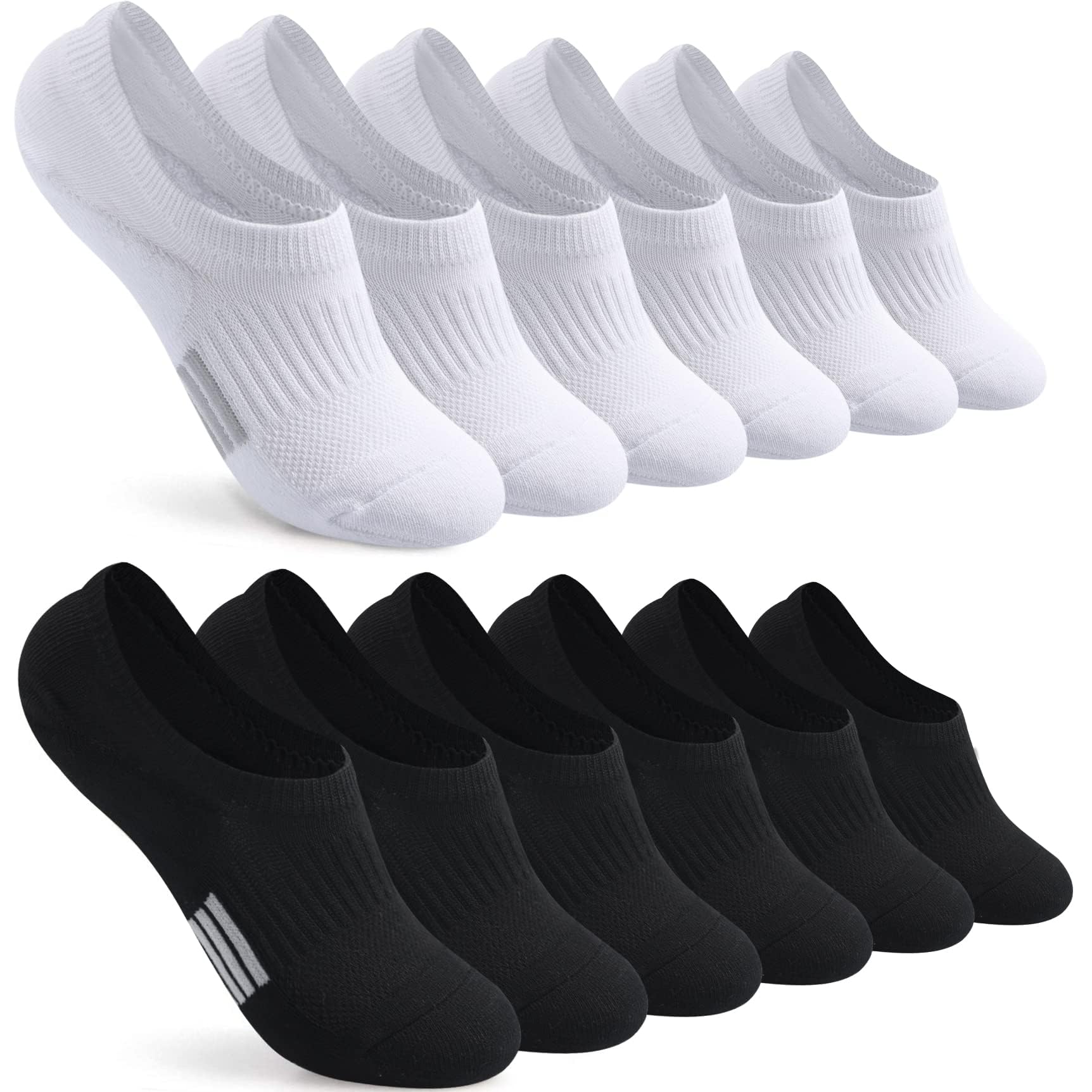 Blu Ninfee Sneaker Socken Damen 39-42 35-38, Gepolsterte Füsslinge Füßlinge Sneakersocken Herren 6 Paar, Atmungsaktive Sportsocken Laufsocken Rutschfest mit Silikonpad