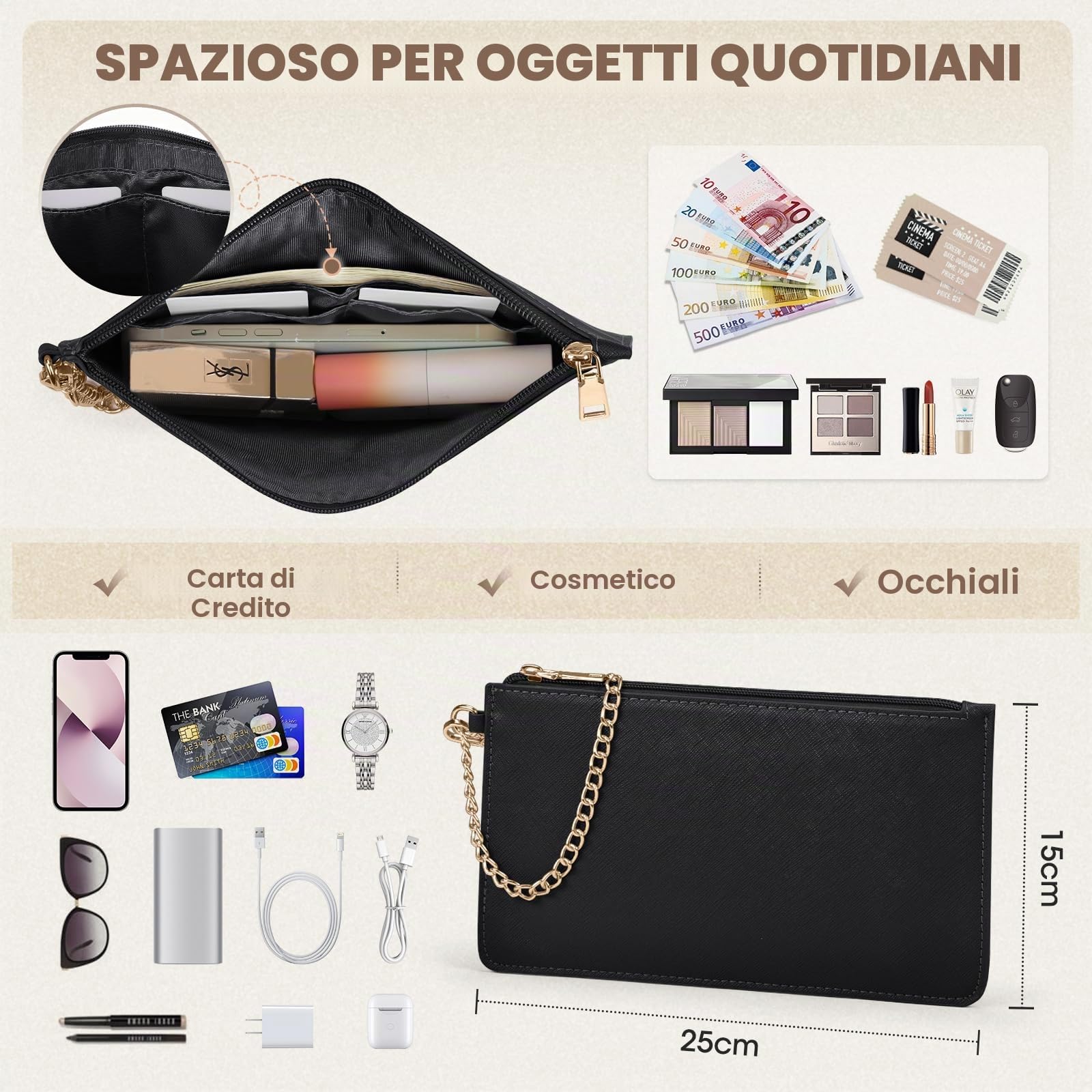 RAINSMORE Borsa Donna Università Grande per Lavoro - Tote Bag in Pelle PU, Tracolla Firmata, a Spalla