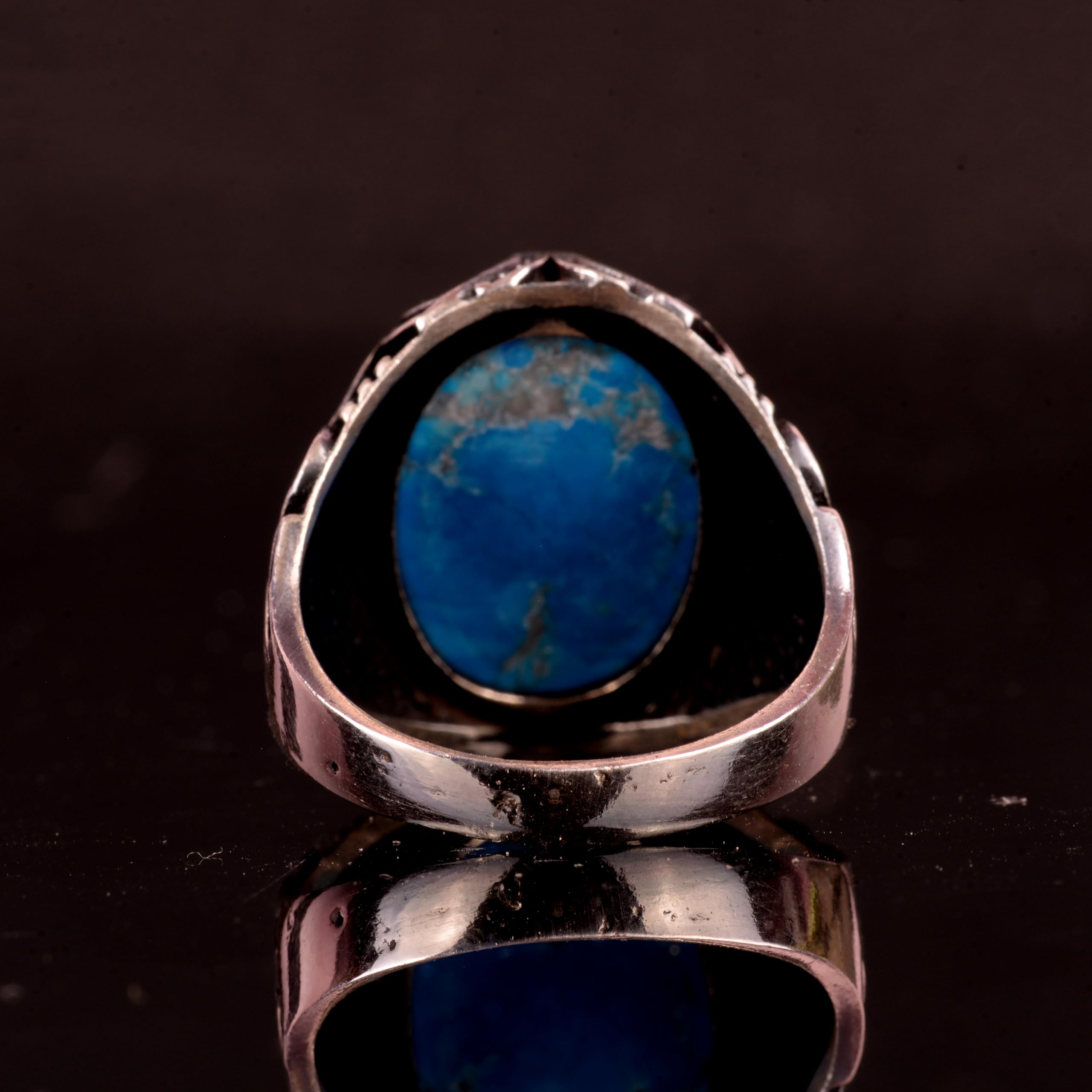 KAMBO Anillo de piedra de jaspe azul, anillo de plata para hombre, anillo hecho a mano (tamaño: 11), plata, jaspe, Plata, Jaspe