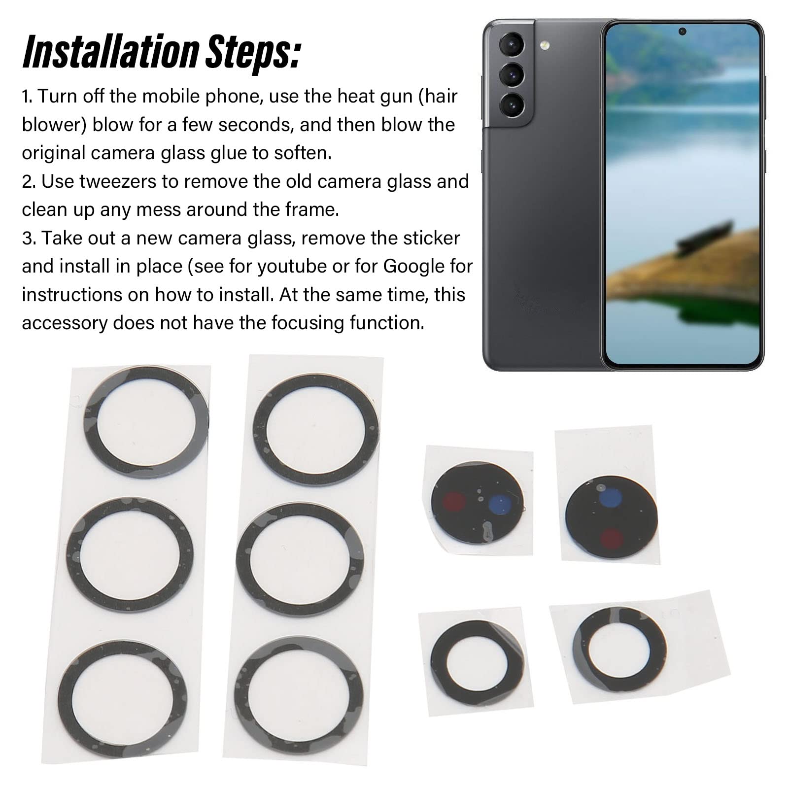 Sostituzione Del Vetro Dell'obiettivo Della Fotocamera Posteriore Galaxy S22 Ultra 5g Con Adesivo Preinstallato E Strumenti Di Riparazione