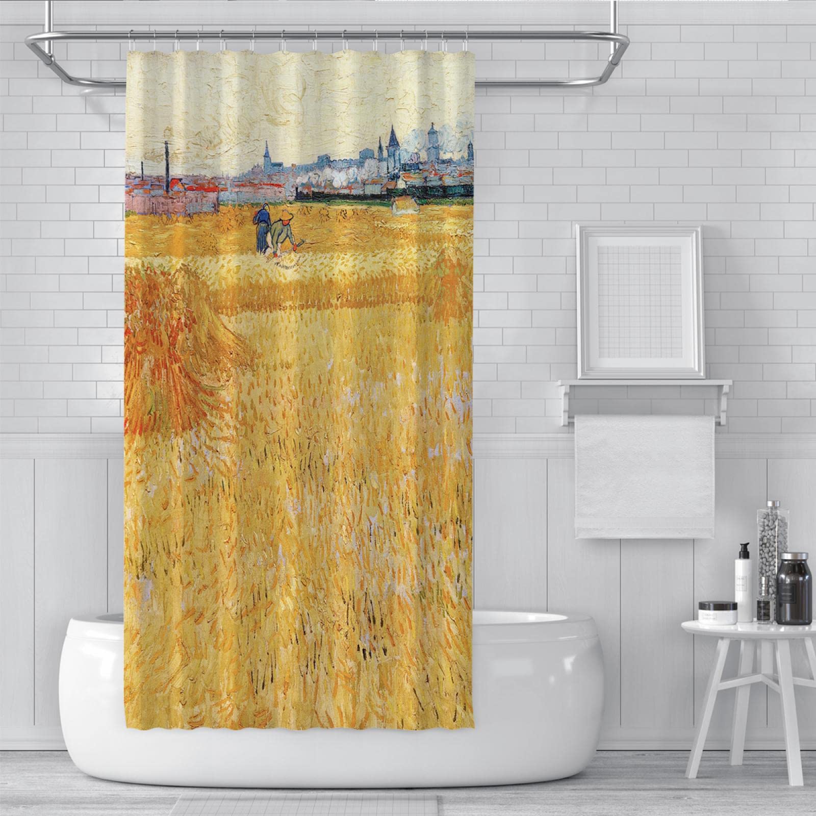 Dutch Impressionist Art Kunstwerk Drucke Duschvorhang Weizen Feld Landschaft Druck Landschaft Kunst Badezimmer Duschvorhänge Home Hotel Qualität Quick Dry 220x183cm
