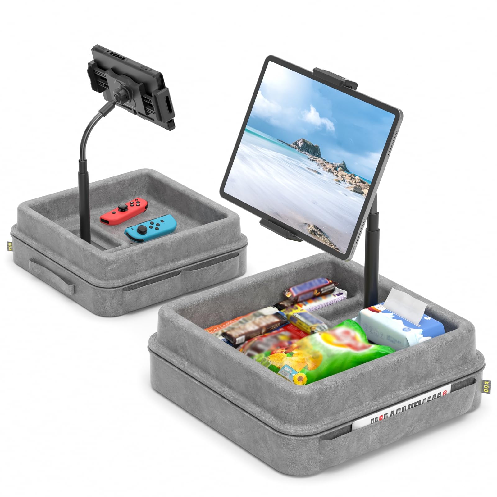 KDD Soporte de Almohada para Tablet de Cuello de Cisne - Soporte iPad Ajustable 360° para Cama Mesa - Soporte de Tableta con Almacenamiento & Bolsillo para iPad Pro 12.9 Air Mini Teléfonos y E-Reader