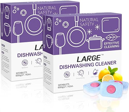 Tabletas limpiadoras y desodorizantes para lavavajillas, 30 cápsulas descalcificadoras de limpieza profunda formuladas para eliminar la acumulación
