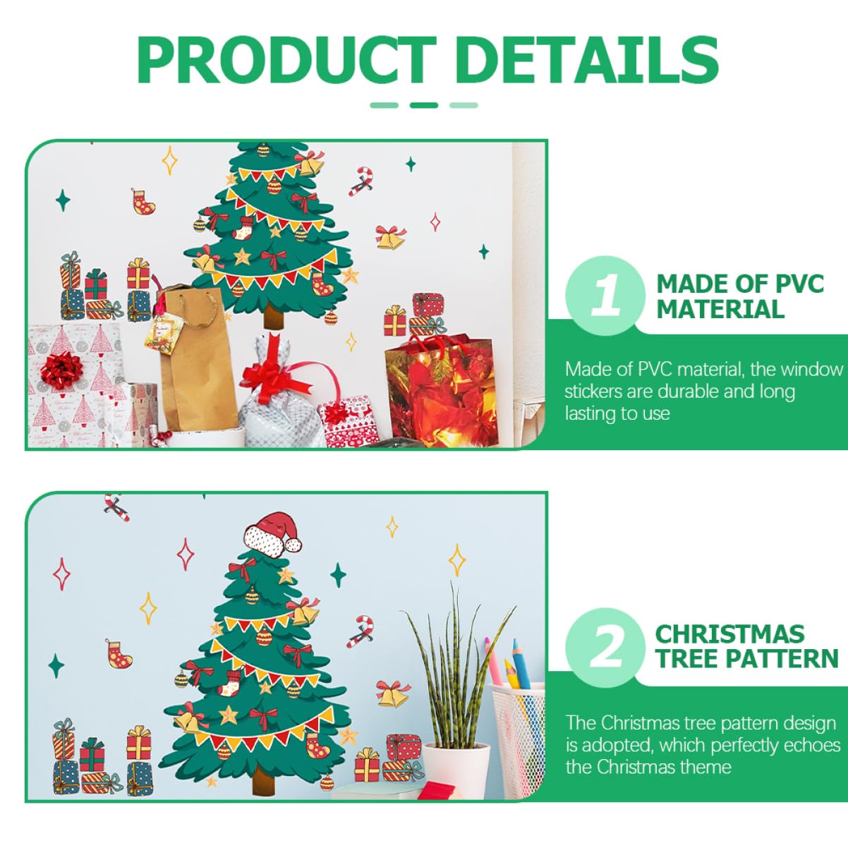 Hemobllo 10blätter Weihnachtsbaum Wandsticker Für Fenster Und Türen Selbstklebende Dekoration Für Wohnzimmer Kinderzimmer Weihnachten Material Langlebig Und Farbecht